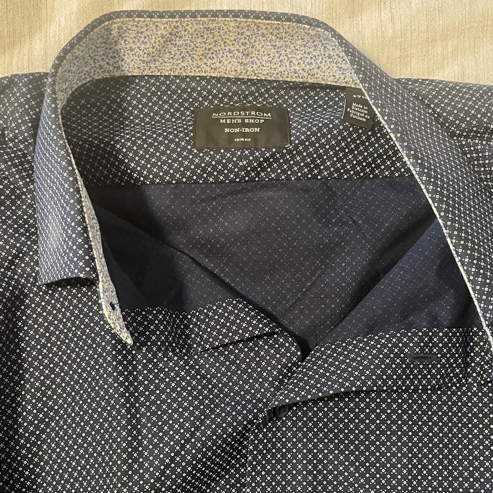 Nordstrom Dark Blue and White Men's Shirt